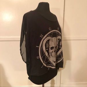 Seneca Rising Tops - Seneca Rising Skull Heart goth metal rocker Shirt Seneca Rising Tops - Seneca Rising Skull Heart goth metal rocker Shirt